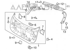 Hyundai Kona 18-23 black inner trunk handle