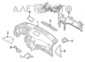 Dashboard front panel without AIRBAG Hyundai Sonata 15-17 black