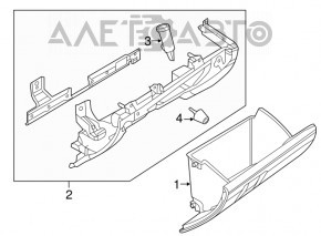 Glove box, glove compartment Mazda 3 14-16 BM black