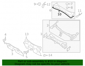 Rear hood seal Subaru Impreza WRX GH 08-14 on the wiper grille