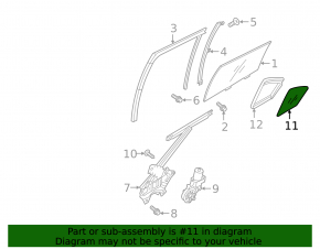 Door glass triangle with seal rear left Mitsubishi Eclipse Cross 18-24