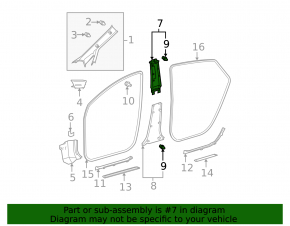 Center pillar trim, upper belt, right, gray, Toyota Prius 2009-2010