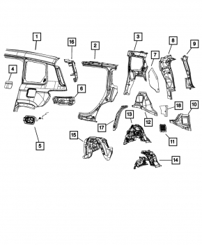 Quarter wing rear left Jeep Grand Cherokee WL 22-25