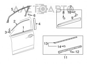 Upper door molding front left Lexus RX350 RX450h 10-15 chrome