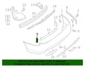 Lower right rear bumper bracket for Nissan Rogue 14-20