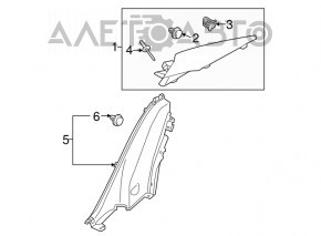 Rear pillar trim upper left Hyundai Elantra AD 17-20 gray, broken guide