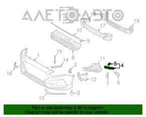 Front bumper mount right Hyundai Sonata 15-17
