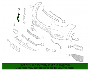 Front bumper grille molding right Mercedes W167 GLE 350 450 20-23 lower, AMG pkg