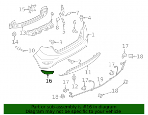 Reflector rear left Ford Fiesta 11-19 5d