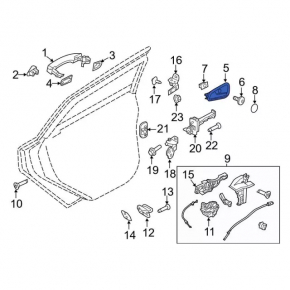 Door handle inner front right Ford Focus mk3 11-17 prerest for backlight