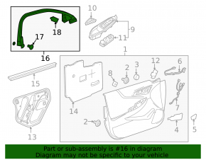 Door frame inner front right Chevrolet Malibu 16- black