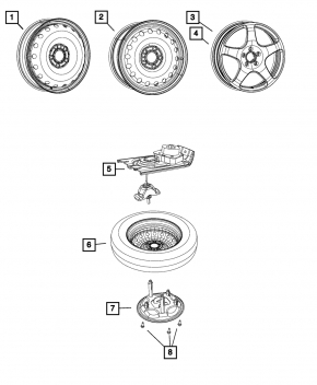 Spare tire for Jeep Grand Cherokee WK2 11-20 D18 175/90 space saver, light alloy
