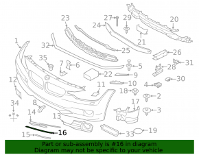Front bumper molding lower central BMW 3 F30 12-15 Sport