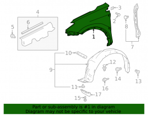 Front right wing Toyota Rav4 13-18