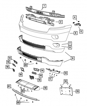 Front bare bumper lower part Jeep Grand Cherokee WK2 11-13 under chrome insert