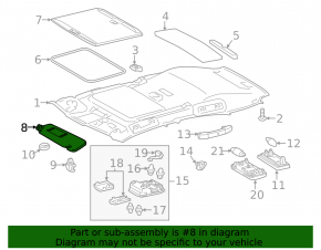 Right visor for Lexus CT200h 11-13, gray, without hook