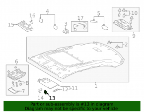 Driver's visor mounting hook Lexus CT200h 11-17 gray