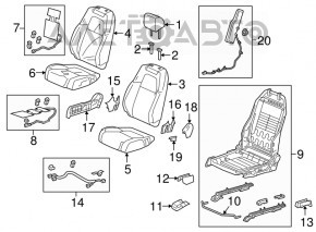 Passenger seat Honda CRV 17-22 without airbag, mechanical, cloth gray