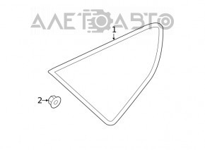 Rear right window, blind glass, Hyundai Santa FE 21-23, tinted, chrome, worn chrome
