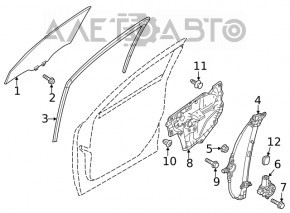 Front left glass seal Mazda 6 17-21