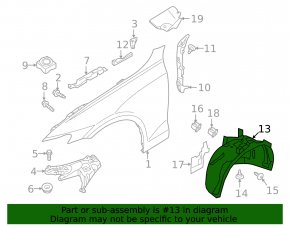 Front left fender liner for Volvo V60 19-25