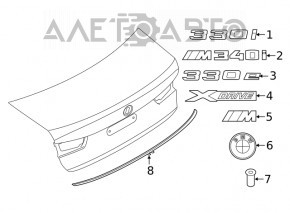 Emblem inscription 330i trunk lid BMW 3 G20 19-