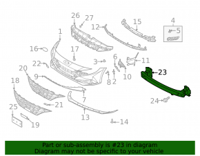Front Bumper Reinforcement Hyundai Elantra 21-23 Without Radar