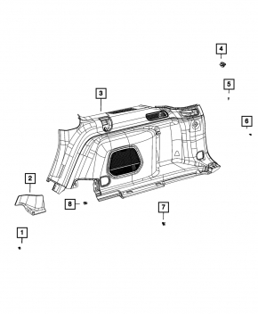Left arch trim Jeep Grand Cherokee WL 22-26 black, type 2