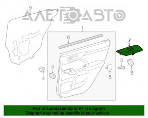 Rear right window lift control trim Toyota Highlander 14-19 black