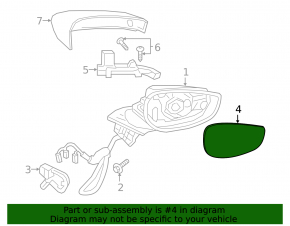 Right mirror element Mazda 3 19-24 Mexico built heated, convex, BSM