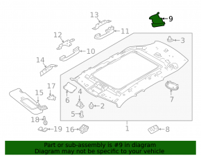 Land Rover Range Rover Velar 18-23 black rear right roof hook