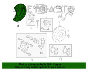 Rear right brake disc cover Toyota Sienna 11-20