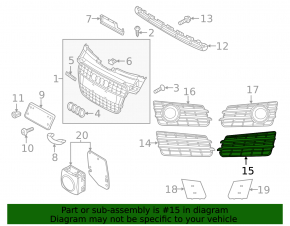 Front bumper grille left Audi A7 12-15 black, without fog lights