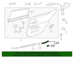 Rear right inner triangle door glass seal Lexus ES 19-26