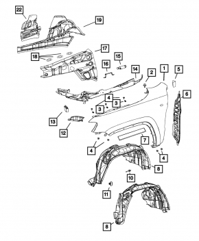 Front left fender liner Jeep Grand Cherokee WK2 11-21