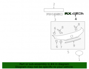 Emblem inscription RX450h tailgate Lexus RX450h 16-22