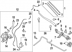 Left windshield washer nozzle for Hyundai Santa Fe 24-26