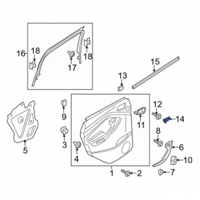 Ford Escape MK3 13-19 Rear Left Inner Door Handle Cap