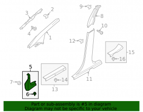 Front pillar trim lower left Ford Ecosport 18-22 black