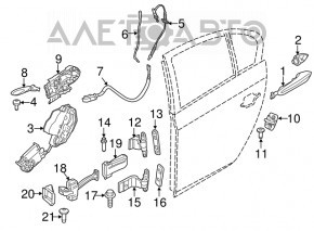 Door handle outer rear right BMW 5 F10 10-16 backlight, without keyless