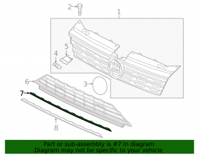 VW Tiguan 18-21 front bumper lower grille molding, upper, chrome, R-Line