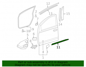 Door-glass molding, central front left, Toyota Prius 2009-2010