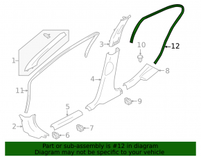 Door seal rear left Nissan Versa 12-19 usa black