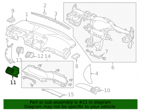 Left dashboard air duct deflector Honda Accord 13-15 black