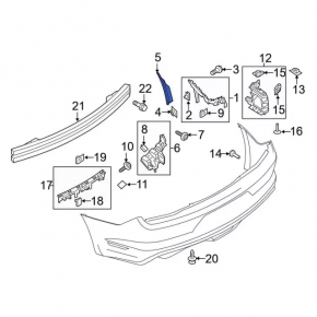 Rear bumper mount on the wing right Ford Mustang mk6 18-23 convertible