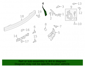 Rear bumper mount on the wing right Ford Mustang mk6 18-23 convertible