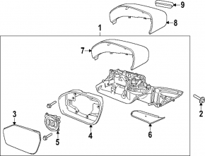 Side mirror right Ford Explorer 20- 8 pins, heated, BSM, backlight, structure