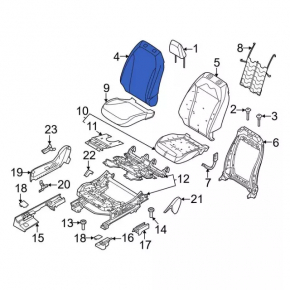 Ford Mustang Mach-E 21-26 passenger seat back with airbag, black leather, gray and black stitching, heated, shot