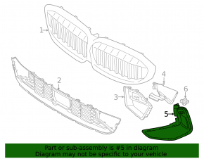 BMW 3 Series G20 23-26 M-sport front bumper right side grille, black