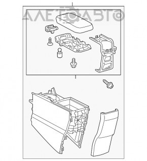 Central console with armrest and cup holders for Lexus CT200h 14-17 rest.